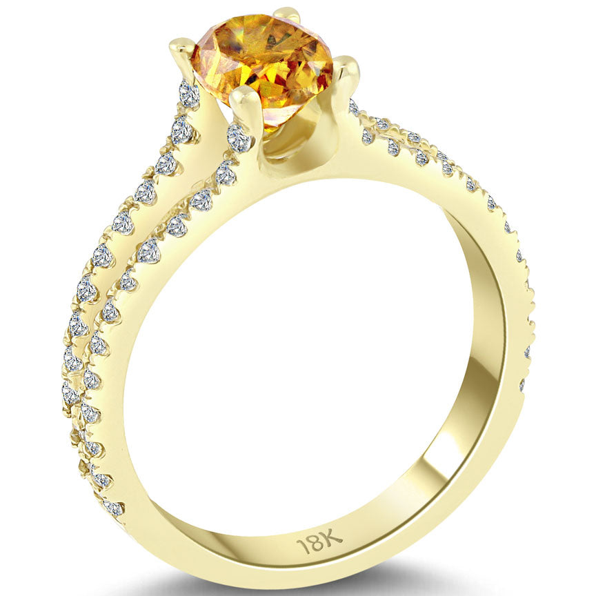 1.89 Carat Natural Fancy Orange Diamond Engagement Ring 14k Yellow Gold