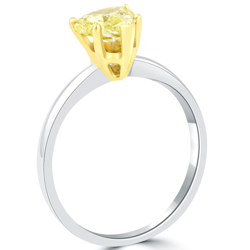 1.02 Carat Fancy Yellow Heart Shape Diamond Engagement Ring Solitaire 14k Gold