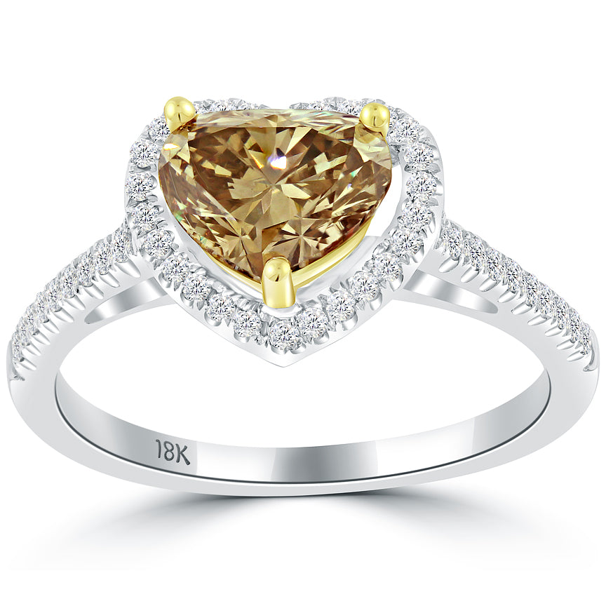 18K Yellow Gold Heart Shape Center Bezel Halo Cathedral Solitaire Enga –  RockHer.com