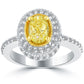 1.78 Carat Fancy Yellow Oval Cut Diamond Engagement Ring 14k Gold Vintage Style