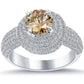 2.52 Carat Natural Fancy Cognac Brown Diamond Engagement Ring 14k White Gold