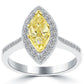 1.51 Carat Fancy Yellow Marquise Shape Diamond Engagement Ring 18k White Gold
