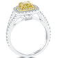 1.38 Carat Fancy Yellow Cushion Cut Diamond Engagement Ring 18k Gold Pave Halo