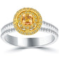 1.05 Carat Natural Fancy Orange Diamond Engagement Ring 18k Gold Pave Halo