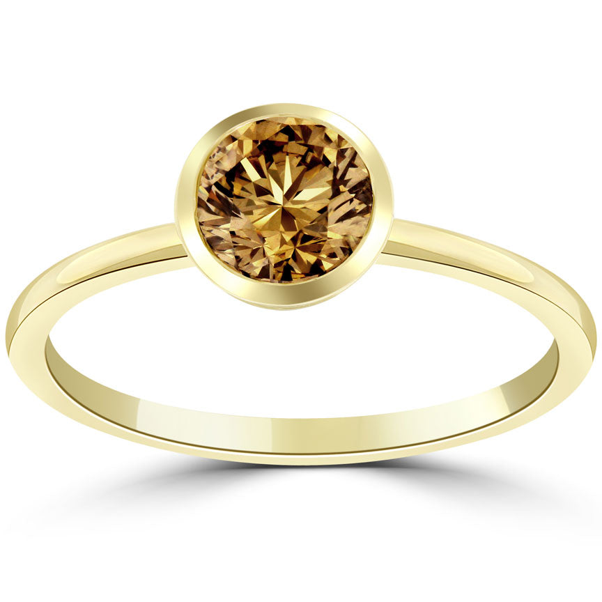 1.03 Carat Natural Fancy Cognac Brown Diamond Solitaire Engagement Ring 14k Gold