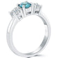 1.06 Carat Fancy Blue & White Round Cut Three Stone Diamond Engagement Ring 14k