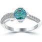 2.22 Carat Certified Fancy Blue Round Diamond Engagement Ring 18k White Gold