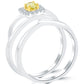 0.39 Carat Fancy Yellow Cushion Cut Diamond Engagement Ring & Wedding Band Set