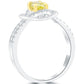 0.75 Carat Natural Fancy Yellow Oval Cut Diamond Engagement Ring 18k White Gold