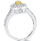 0.82 Carat Fancy Yellow Oval Cut Diamond Engagement Ring 14k Gold Pave Halo