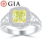 1.81 Ct. GIA Certified Natural Fancy Yellow Cushion Cut Diamond Engagement Ring