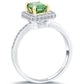 1.32 Carat Fancy Green Emerald Cut Diamond Engagement Ring 14k Gold Pave Halo