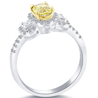 0.94 Ct. Fancy Yellow Cushion Cut Diamond Engagement Ring 14k Gold Vintage Style