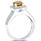 1.66 Carat Fancy Cognac Brown Princess Cut Diamond Engagement Ring 14k Pave Halo