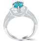2.28 Carat Certified Fancy Blue Round Diamond Engagement Ring 18k White Gold