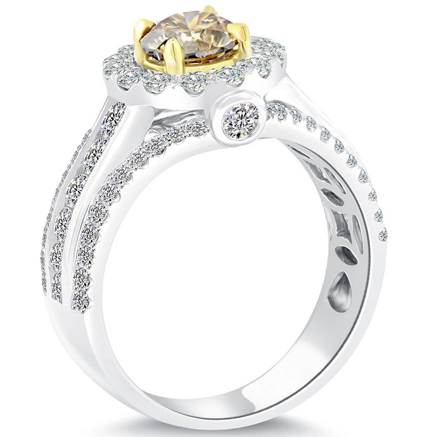 2.53 Carat Natural Fancy Cognac Brown Diamond Engagement Ring 14k White Gold
