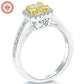 1.63 Carat GIA Certified Fancy Yellow Diamond Engagement Ring 18k Gold Pave Halo