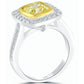 2.44 Carat Fancy Yellow Cushion Cut Diamond Engagement Ring 18k Vintage Style
