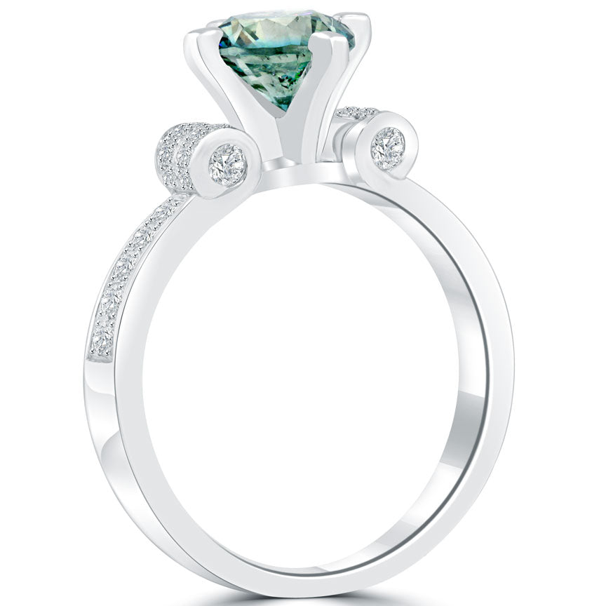 1.44 Carat Certified Fancy Blue Round Diamond Engagement Ring 18k White Gold