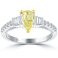 1.53 Carat Fancy Yellow Pear Shape Diamond Engagement Ring 14k Vintage Style