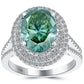 5.33 Carat Fancy Greenish Blue Oval Cut Diamond Engagement Ring 14k White Gold