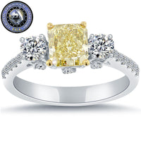 2.31 Ct. EGL Certified Natural Fancy Yellow Radiant Cut Diamond Engagement Ring