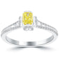 0.85 Carat Fancy Yellow Radiant Cut Diamond Engagement Ring 18k White Gold
