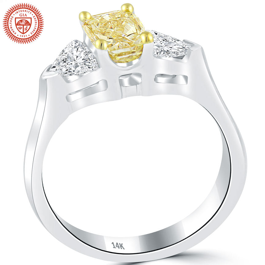 2.00 Carat GIA Certified Fancy Intense Yellow Diamond Engagement Ring 14k Gold