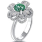2.99 Carat Fancy Green Diamond Flower Shape Engagement Ring 18k White Gold