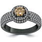 1.83 Carat Natural Fancy Cognac Brown Diamond Engagement Ring 14k Black Gold Front