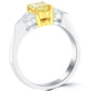 1.56 Carat Radiant Cut Fancy Yellow Three Stone Diamond Engagement Ring 14k Gold