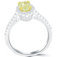 1.30 Carat Fancy Yellow Oval Cut Diamond Engagement Ring 14k Gold Pave Halo