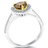 1.29 Carat Natural Fancy Cognac Brown Heart Shape Diamond Engagement Ring 18k