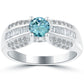 1.43 Carat Fancy Blue Diamond Engagement Ring 14k White Gold Vintage Style