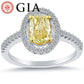 1.56 Ct. GIA Certified Natural Fancy Yellow Oval Cut Diamond Engagement Ring 18k