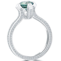 2.04 Carat Certified Fancy Blue Round Diamond Engagement Ring 18k White Gold
