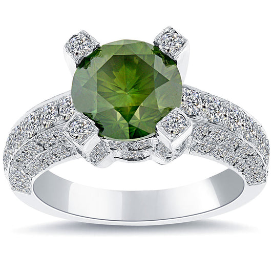 5.67 Carat Fancy Green Diamond Engagement Ring 18k White Gold