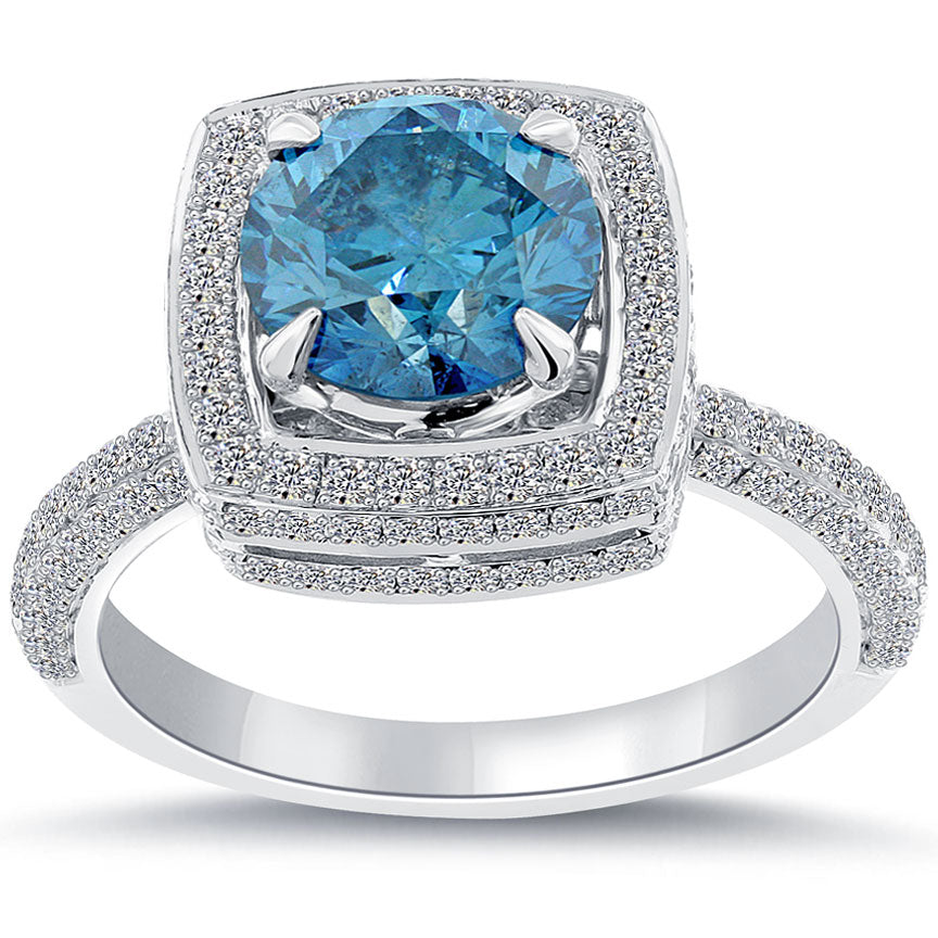 Huge Blue Diamond Engagement Ring 2016 NYC Front