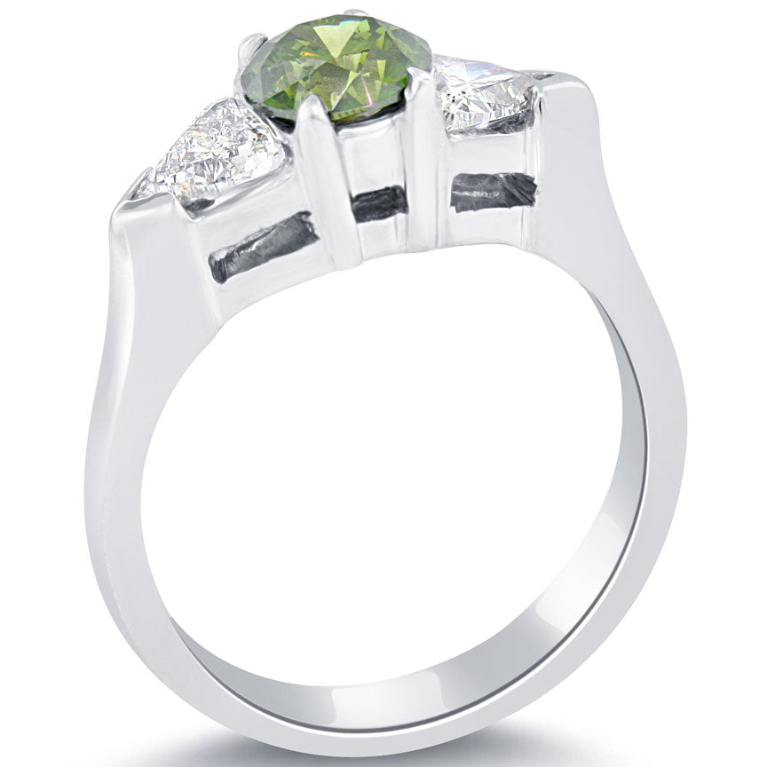 1.90 Carat Fancy Green Diamond Engagement Ring 14k White Gold