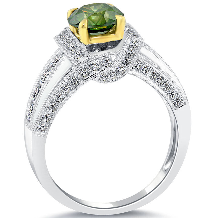 2.31 Carat Fancy Green Diamond Engagement Ring 14k White Gold