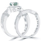1.42 Carat Fancy Blue Round Cut Diamond Engagement Ring & Wedding Band Set 18k