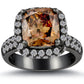 6.04 Carat Fancy Cognac Brown Cushion Cut Diamond Engagement Ring 14k Black Gold
