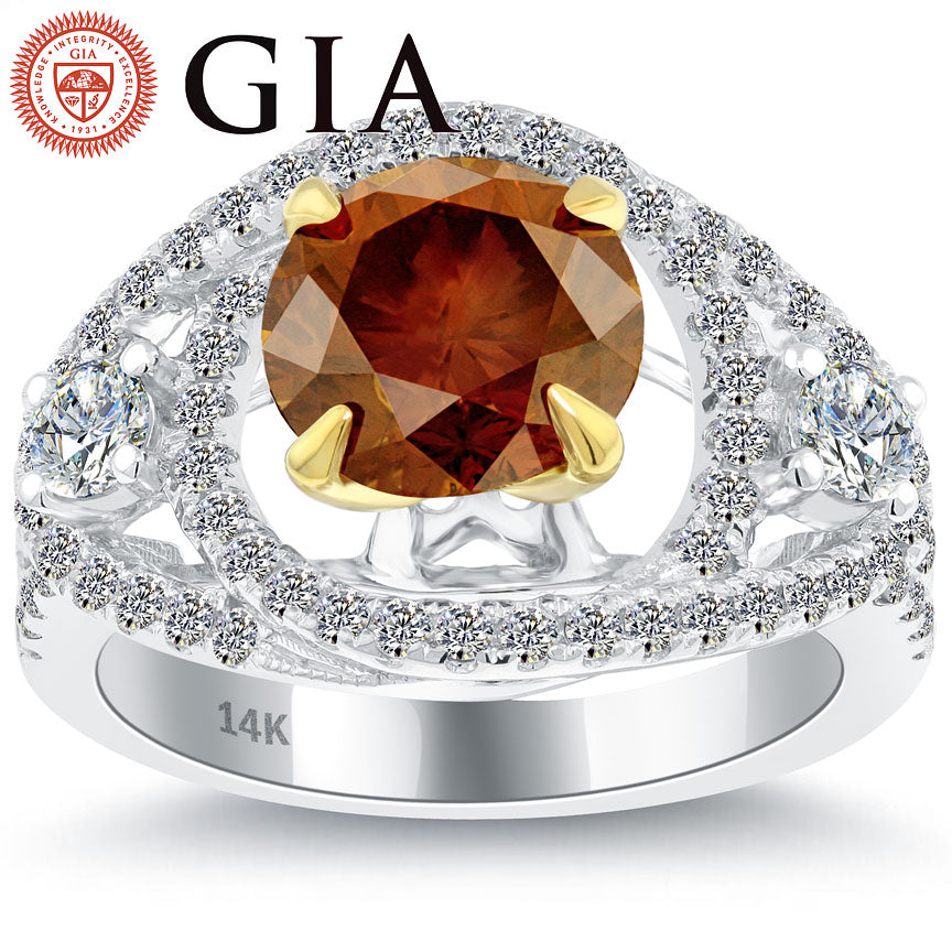 3.34 Carat GIA Certified Natural Fancy Orange Diamond Engagement Ring 14k Gold