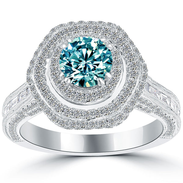 Vintage Blue Diamond Engagement Ring New 2016 Front