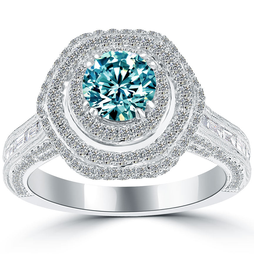 Blue Diamond Engagement Rings. Luxury Fancy Light Greenish Blue Diamon –  VK. Diamonds