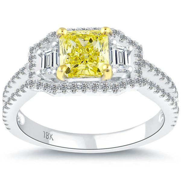Vintage Yellow Diamond Engagement Ring Radiant Cut – Liori