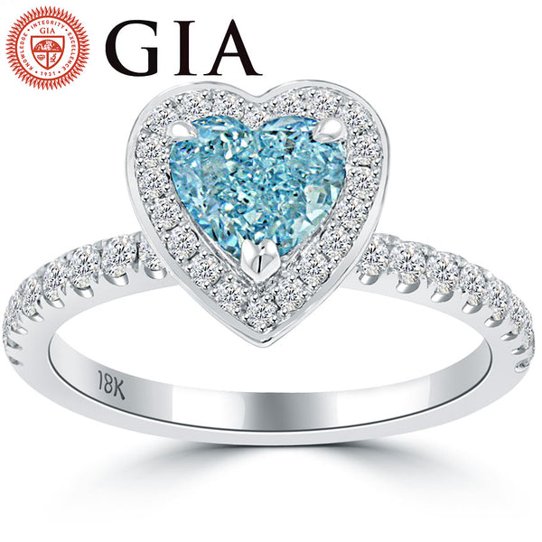 1.91 Carat GIA Certified Fancy Blue Diamond Engagement Ring 18k White Gold