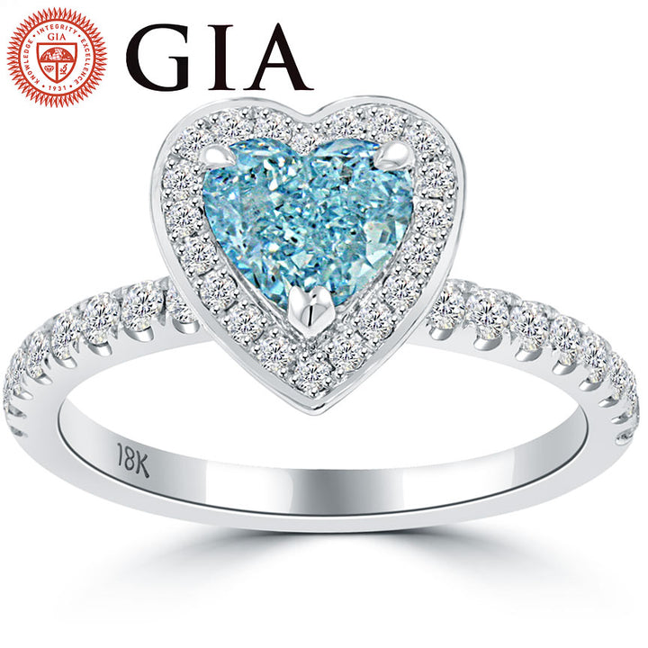 1.91 Carat GIA Certified Fancy Blue Diamond Engagement Ring 18k White Gold