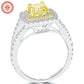 2.06 Carat GIA Certified Fancy Yellow Diamond Engagement Ring 18k Gold Pave Halo