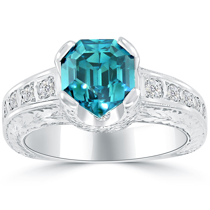 2.18ctw Extremely Rare Fancy Blue Diamond Engagement Ring set in Platinum